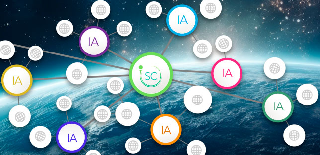 Global network of AIs coordinated by The Synergy Core